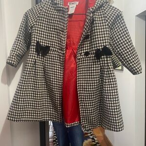 Joe-Ella Houndstooth Tiffani  Kids Coat  with Red Interior